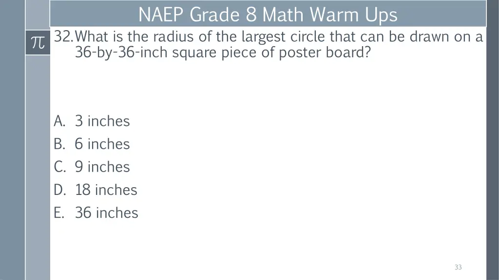 naep grade 8 math warm ups 32 what is the radius