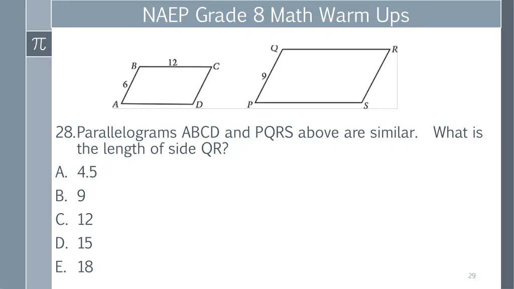 naep grade 8 math warm ups 8