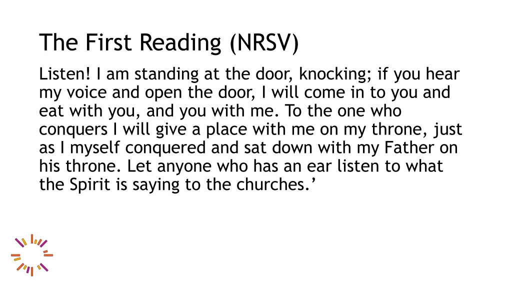 the first reading nrsv listen i am standing