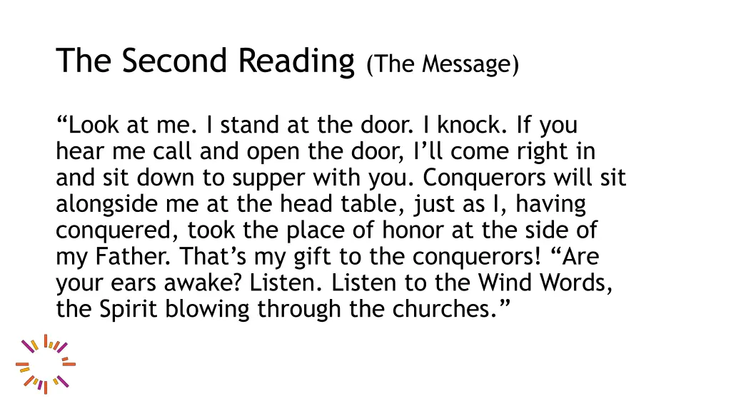 the second reading the message