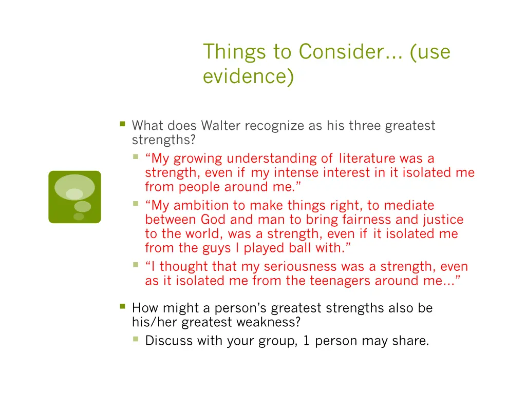 things to consider use evidence 6