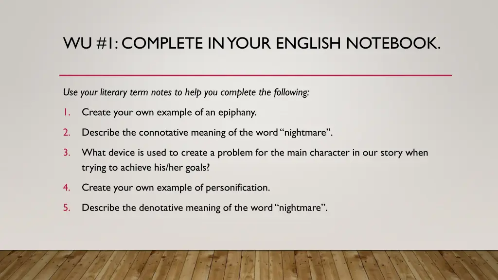 wu 1 complete in your english notebook