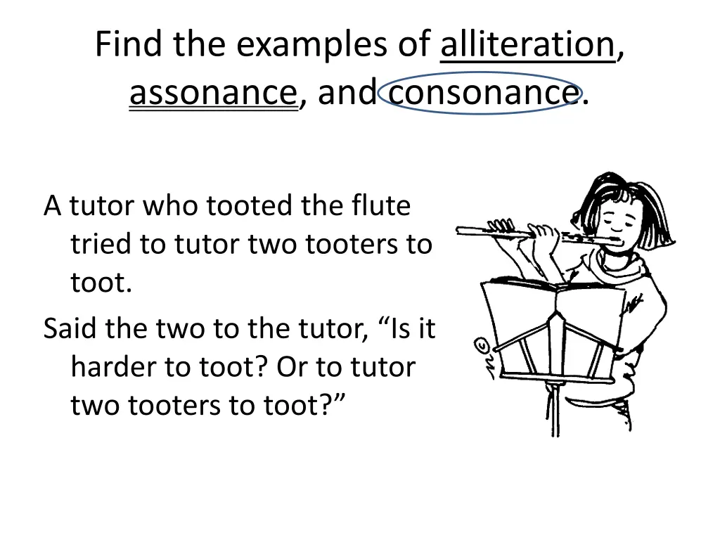 find the examples of alliteration assonance