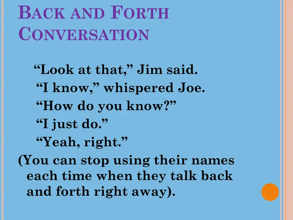 b ack and f orth c onversation