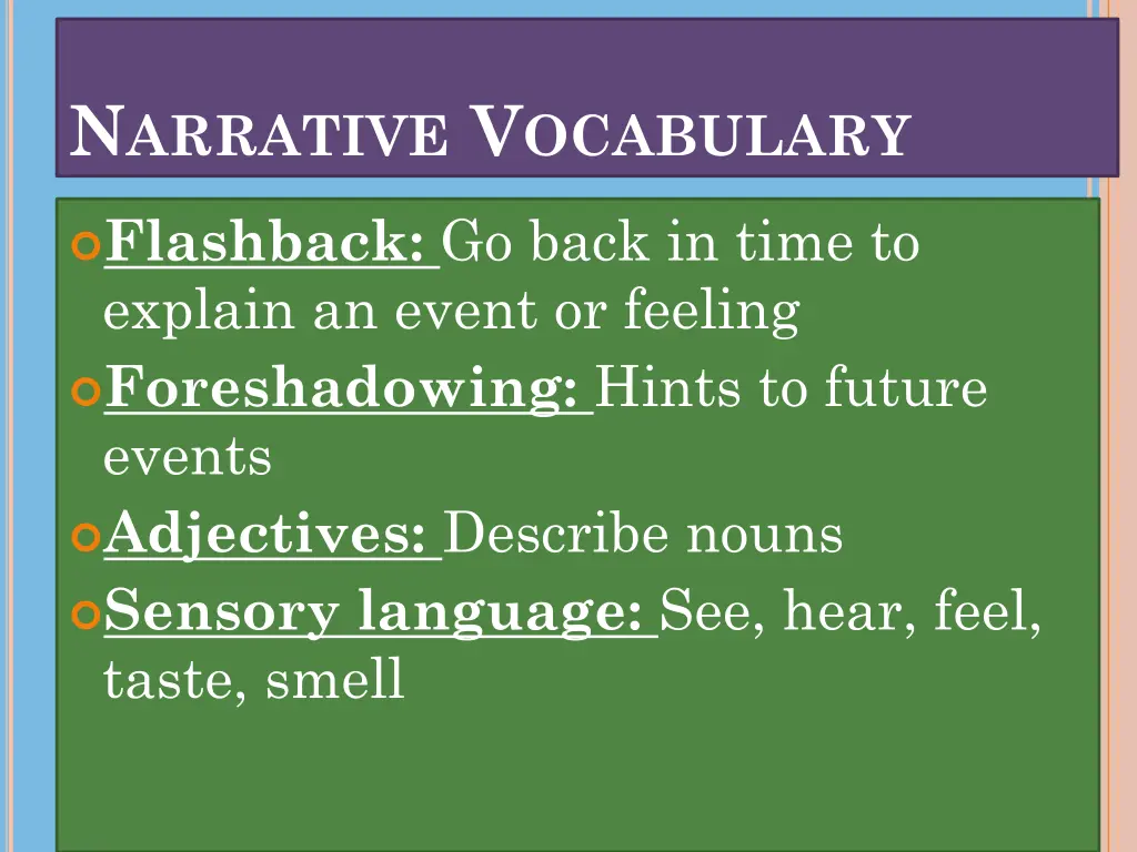 n arrative v ocabulary 1