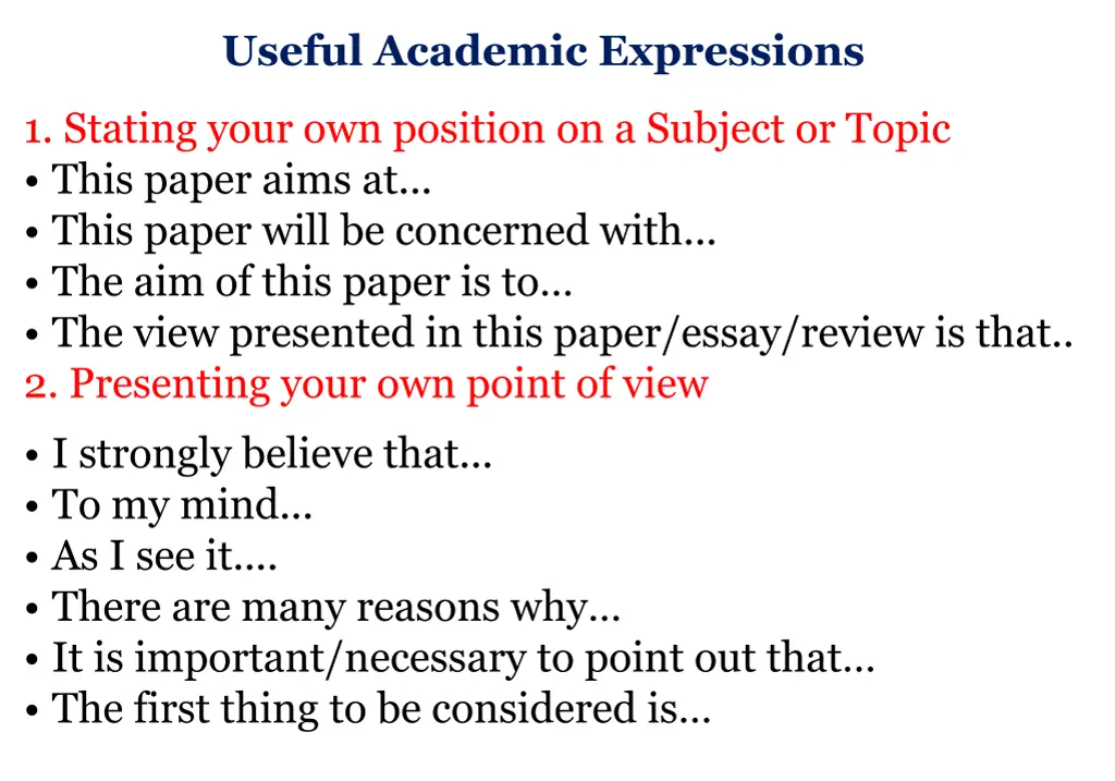 useful academic expressions