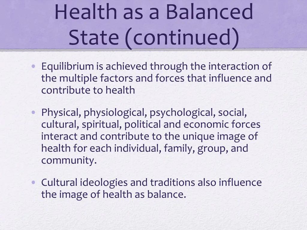 health as a balanced state continued 2