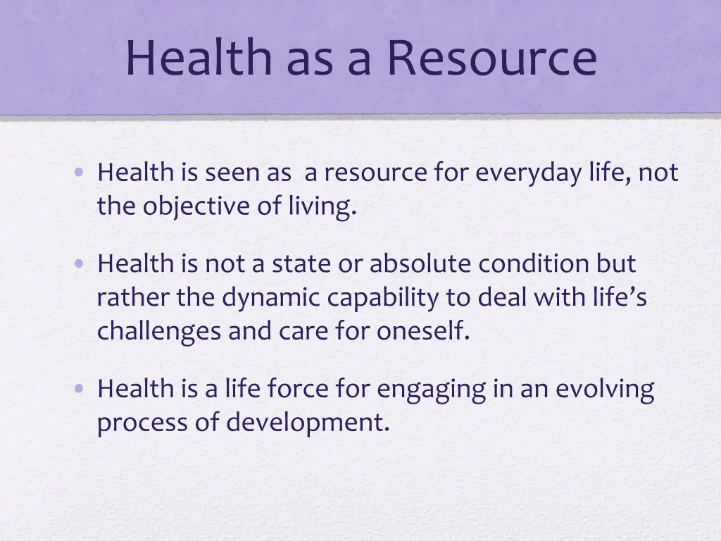 health as a resource