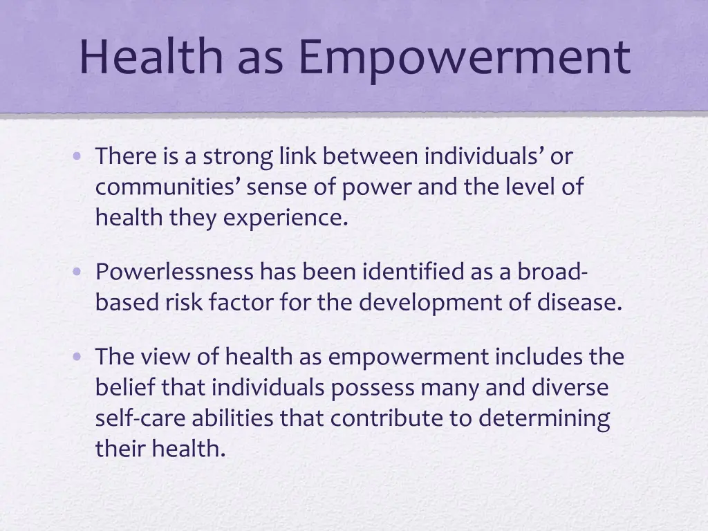 health as empowerment