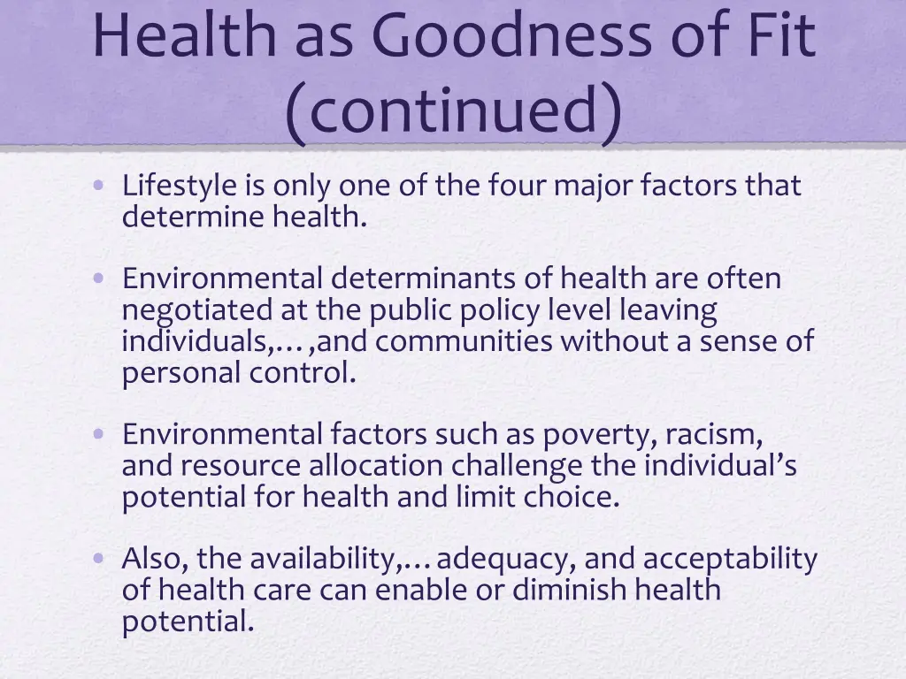 health as goodness of fit continued 1