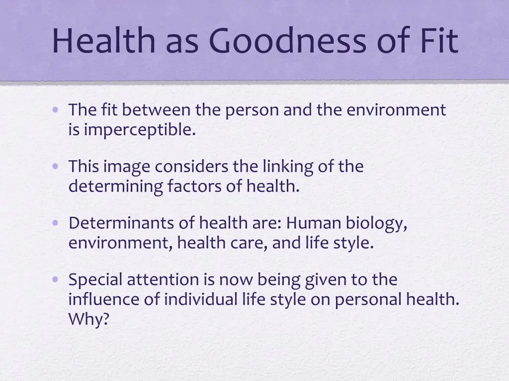 health as goodness of fit