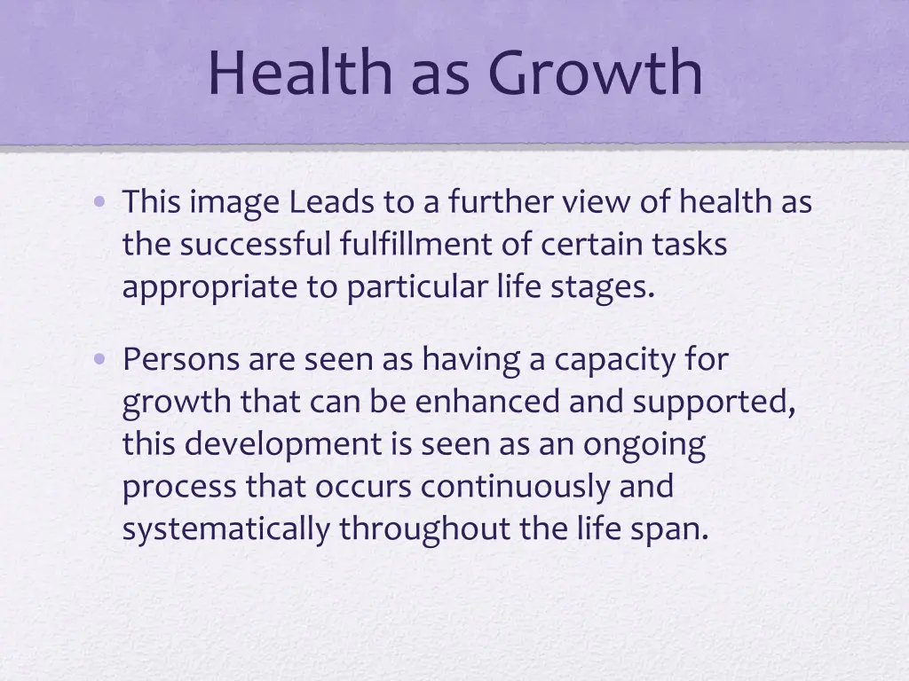 health as growth