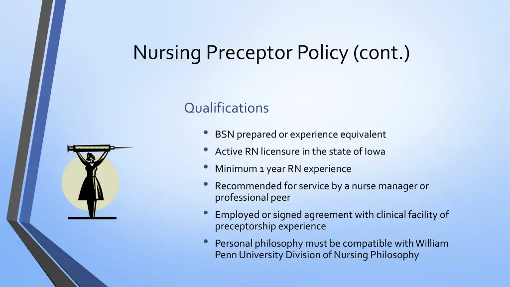 nursing preceptor policy cont