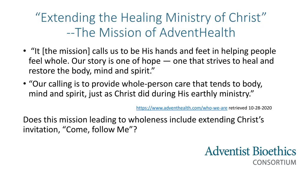 extending the healing ministry of christ