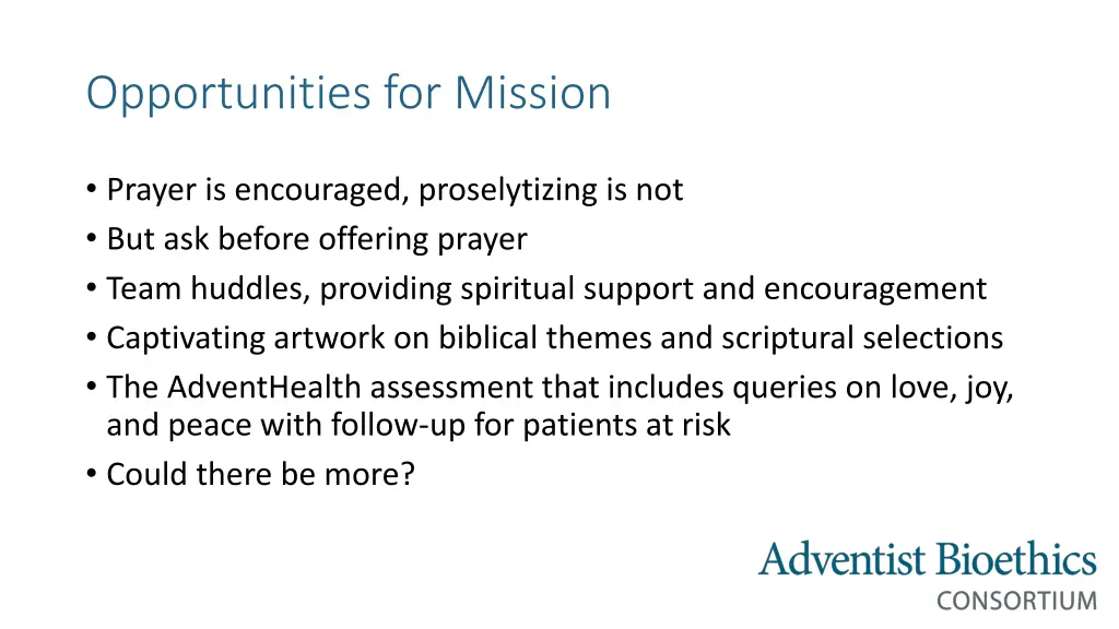 opportunities for mission