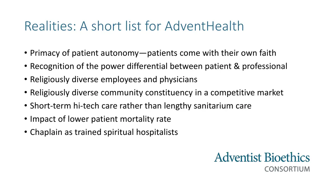 realities a short list for adventhealth