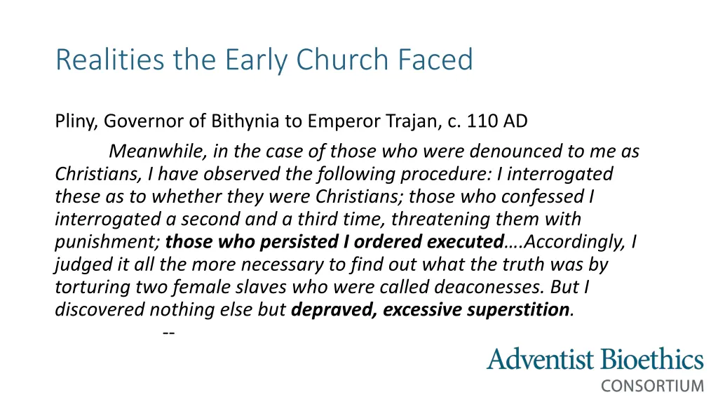 realities the early church faced