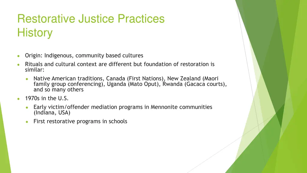 restorative justice practices history