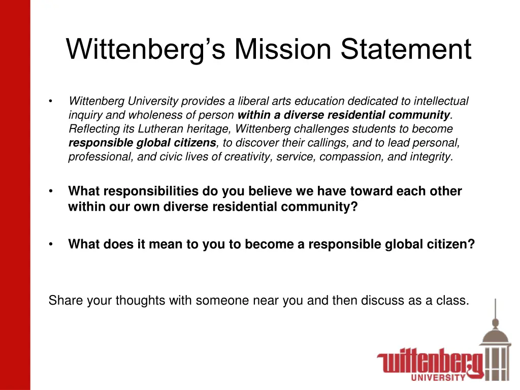 wittenberg s mission statement