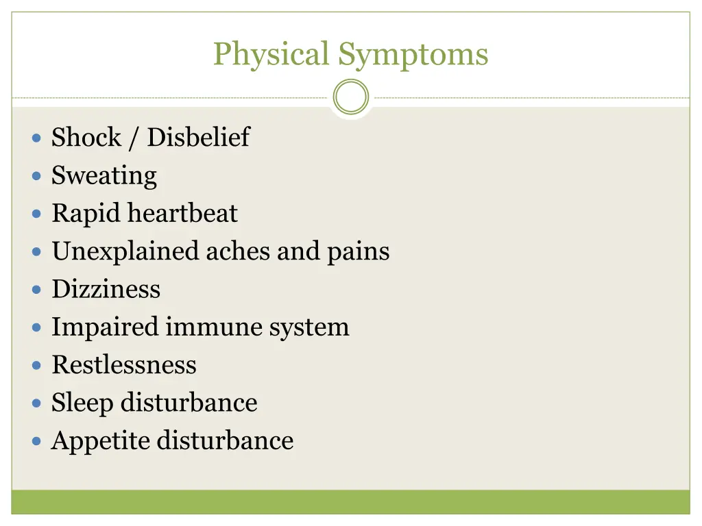 physical symptoms