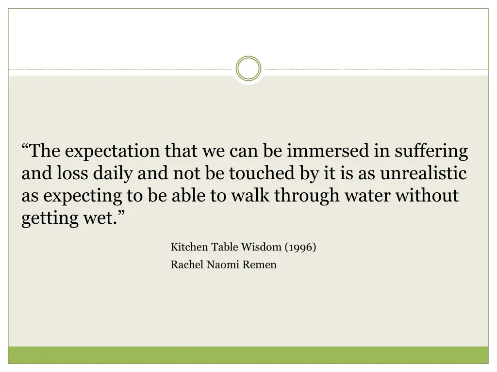 the expectation that we can be immersed