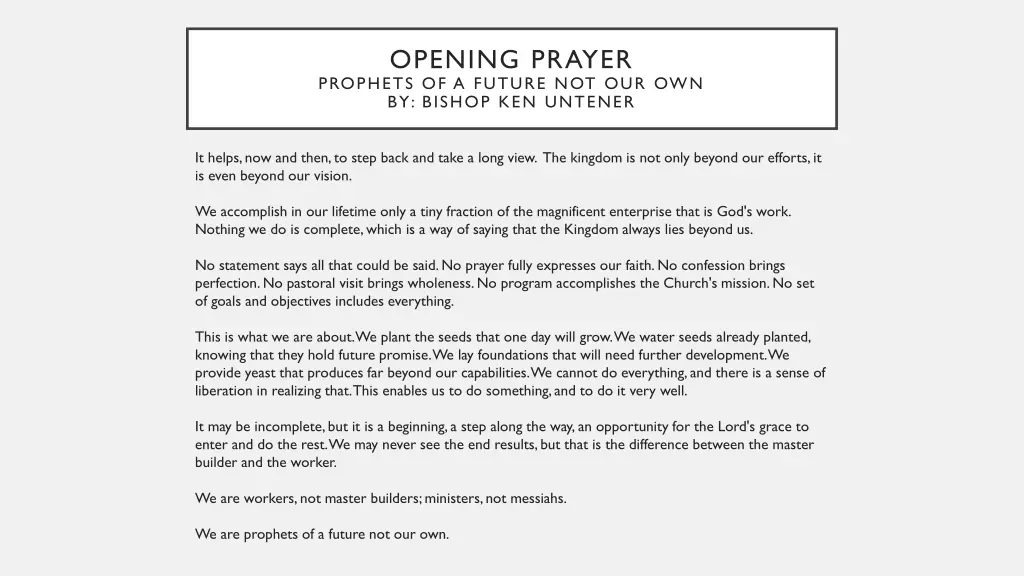 opening prayer prophets of a future