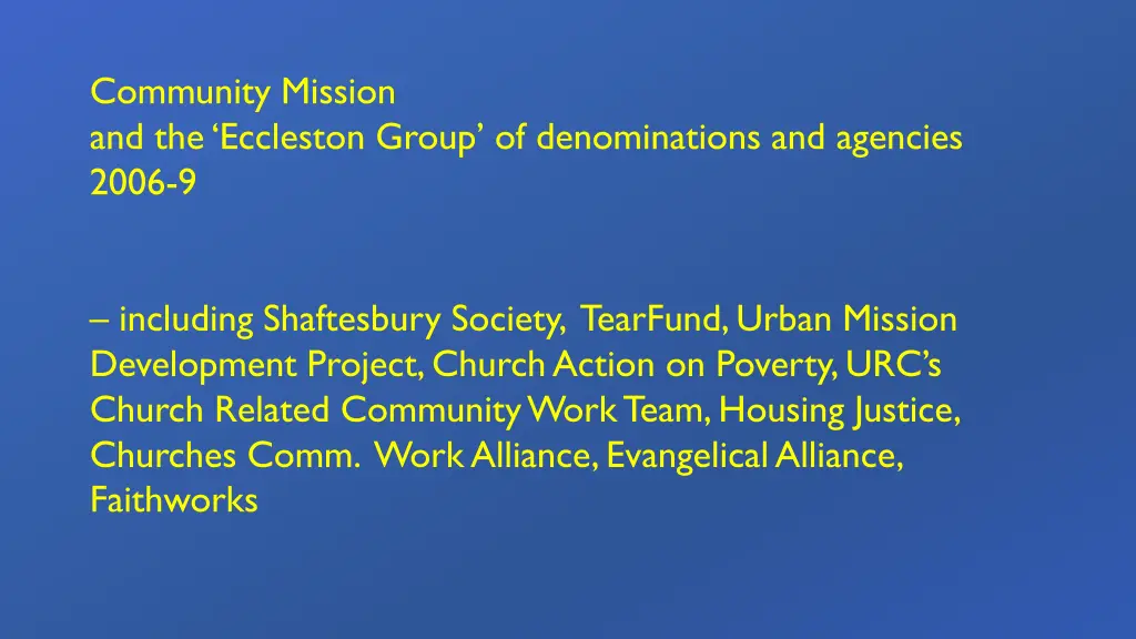 community mission and the eccleston group