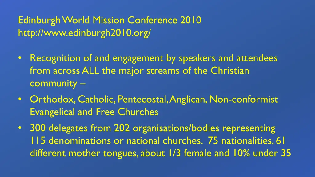 edinburgh world mission conference 2010 http