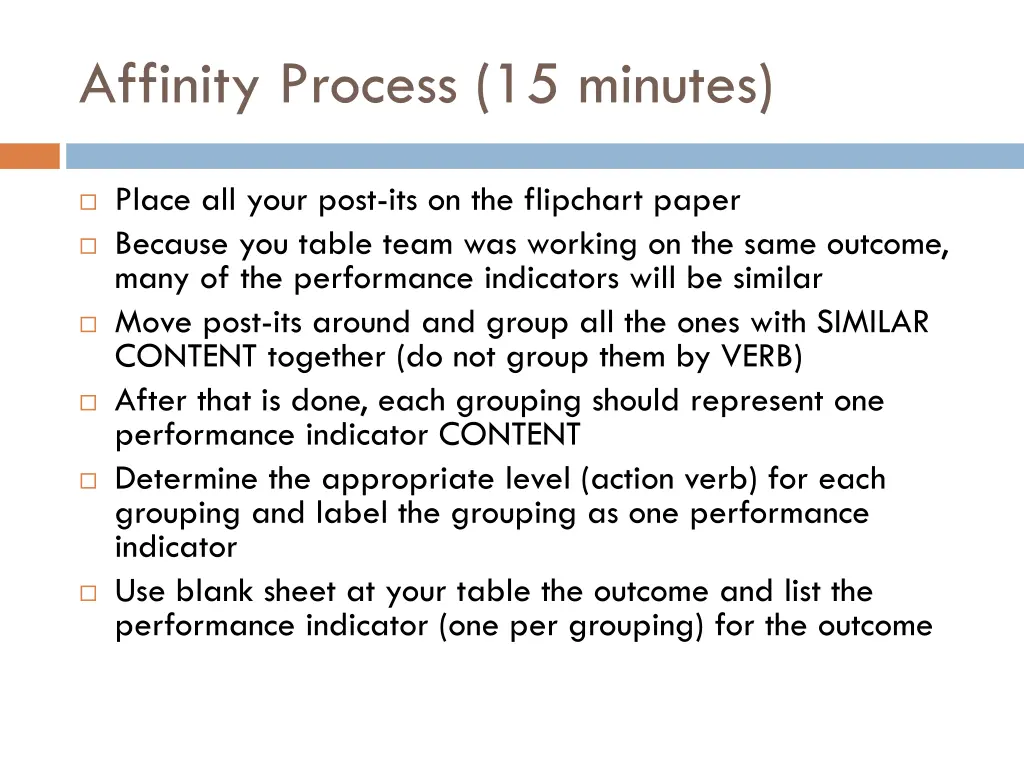 affinity process 15 minutes