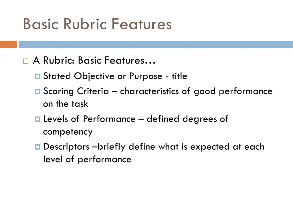 basic rubric features