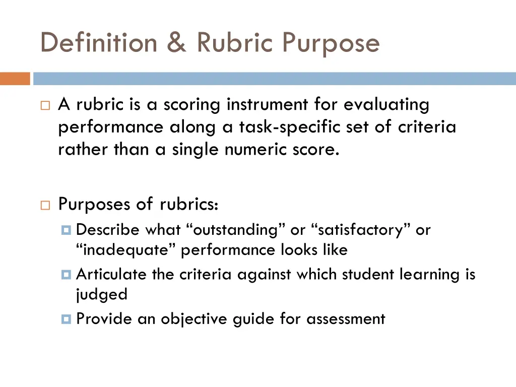 definition rubric purpose