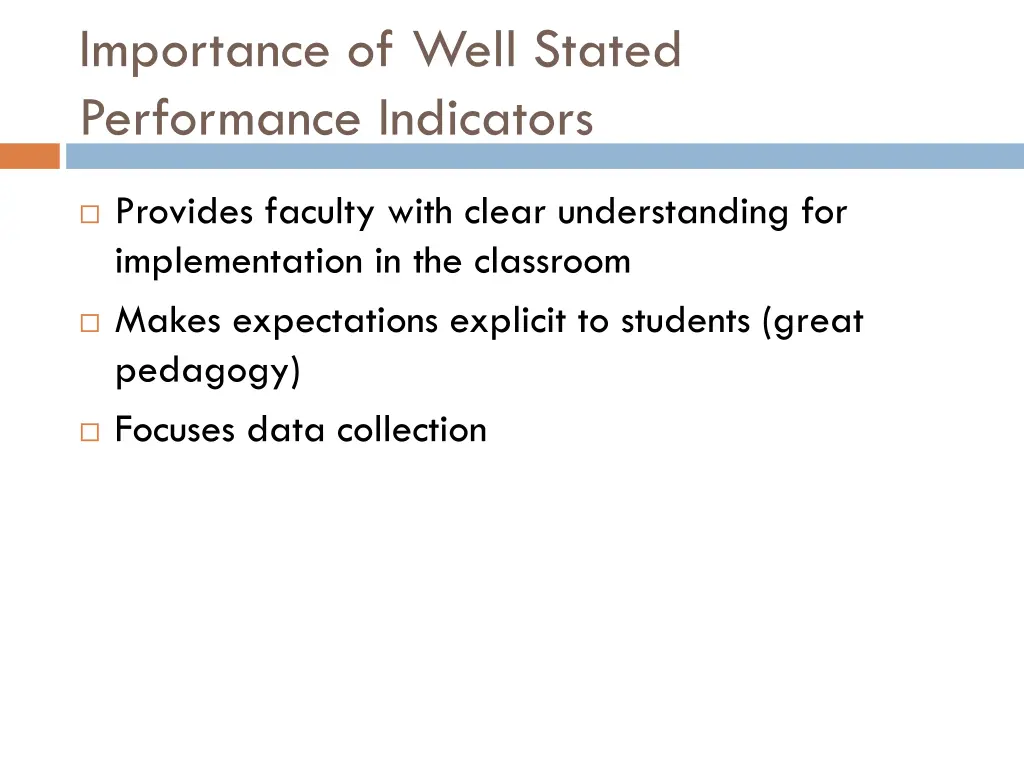 importance of well stated performance indicators