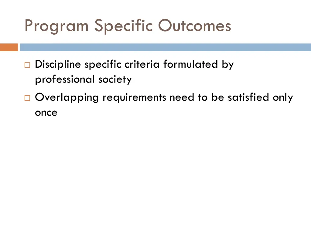 program specific outcomes