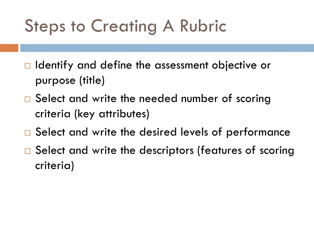 steps to creating a rubric