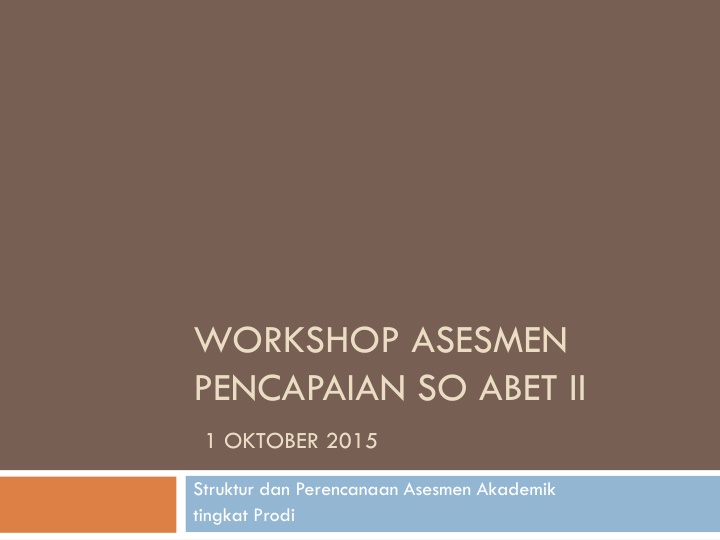 workshop asesmen pencapaian so abet ii