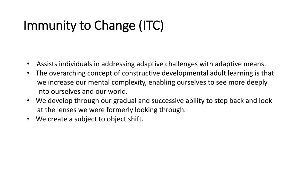 immunity to change itc immunity to change itc