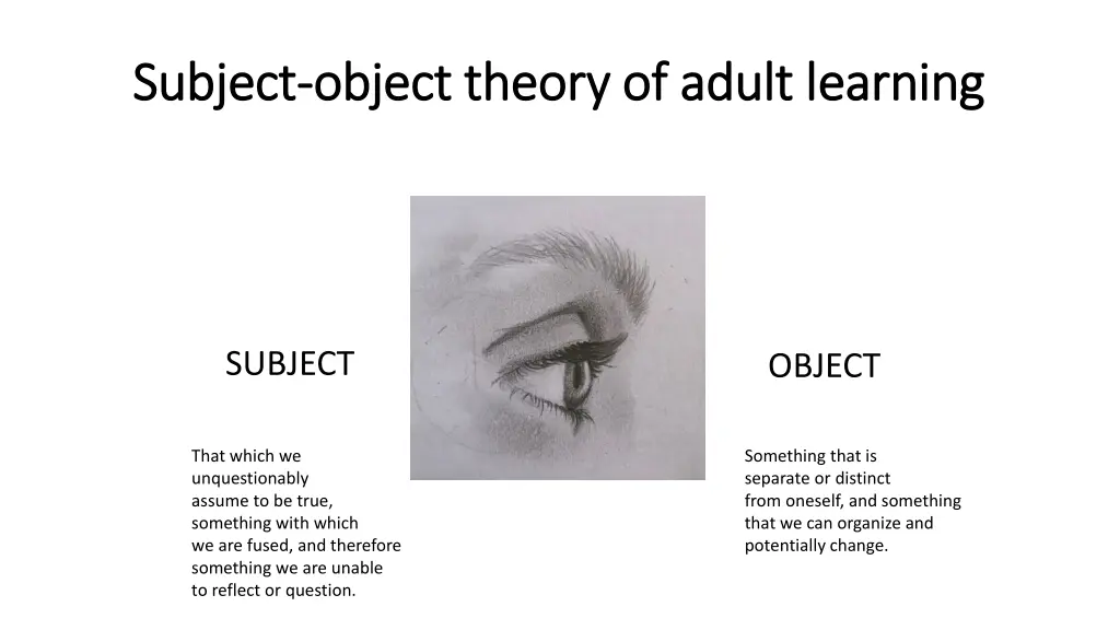 subject subject object theory of adult learning