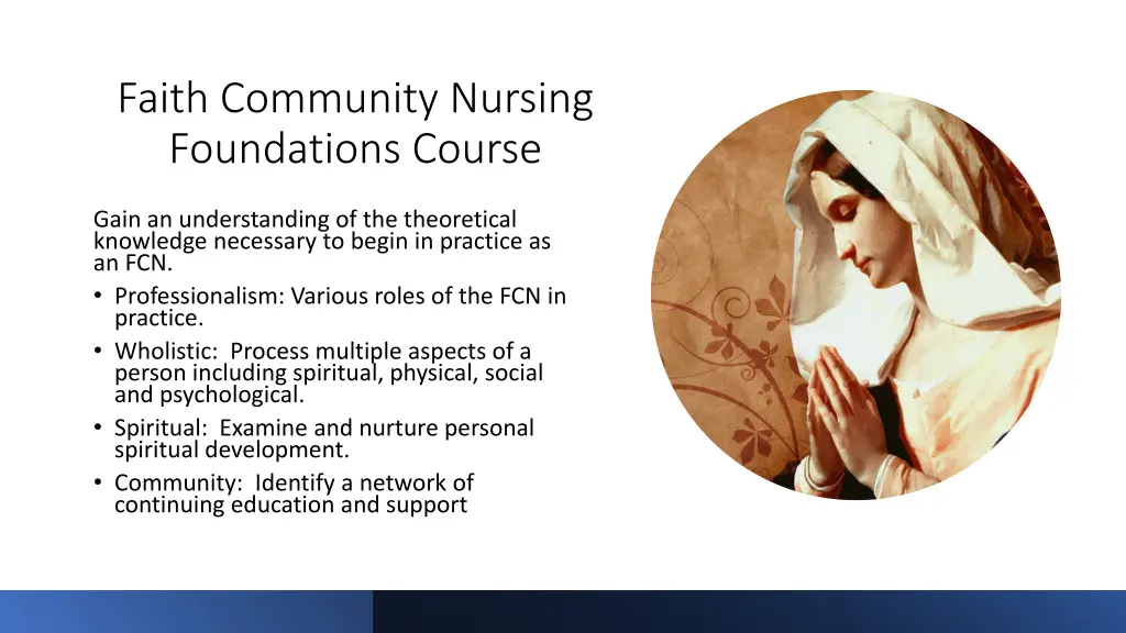 faith community nursing foundations course