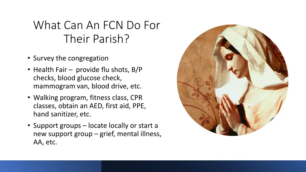 what can an fcn do for their parish