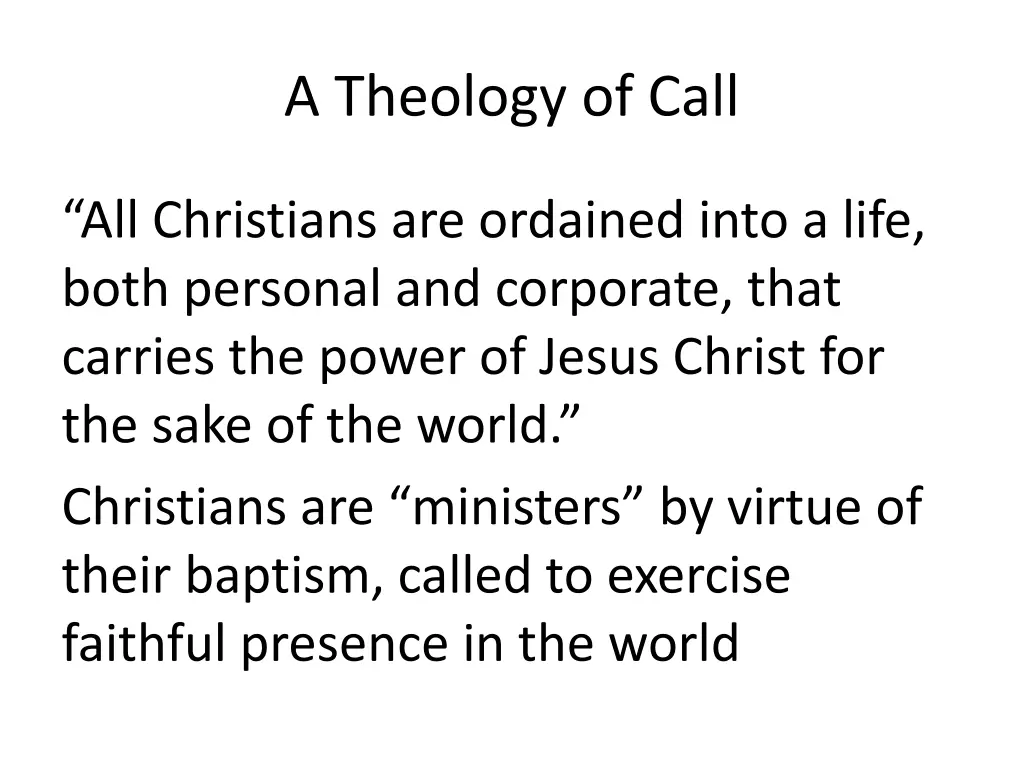 a theology of call