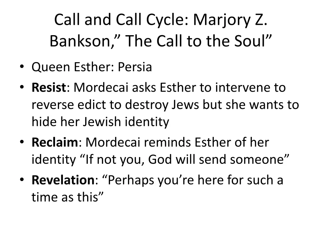 call and call cycle marjory z bankson the call