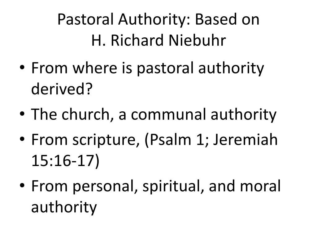 pastoral authority based on h richard niebuhr