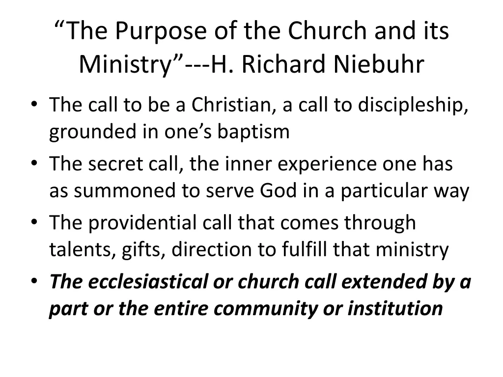 the purpose of the church and its ministry