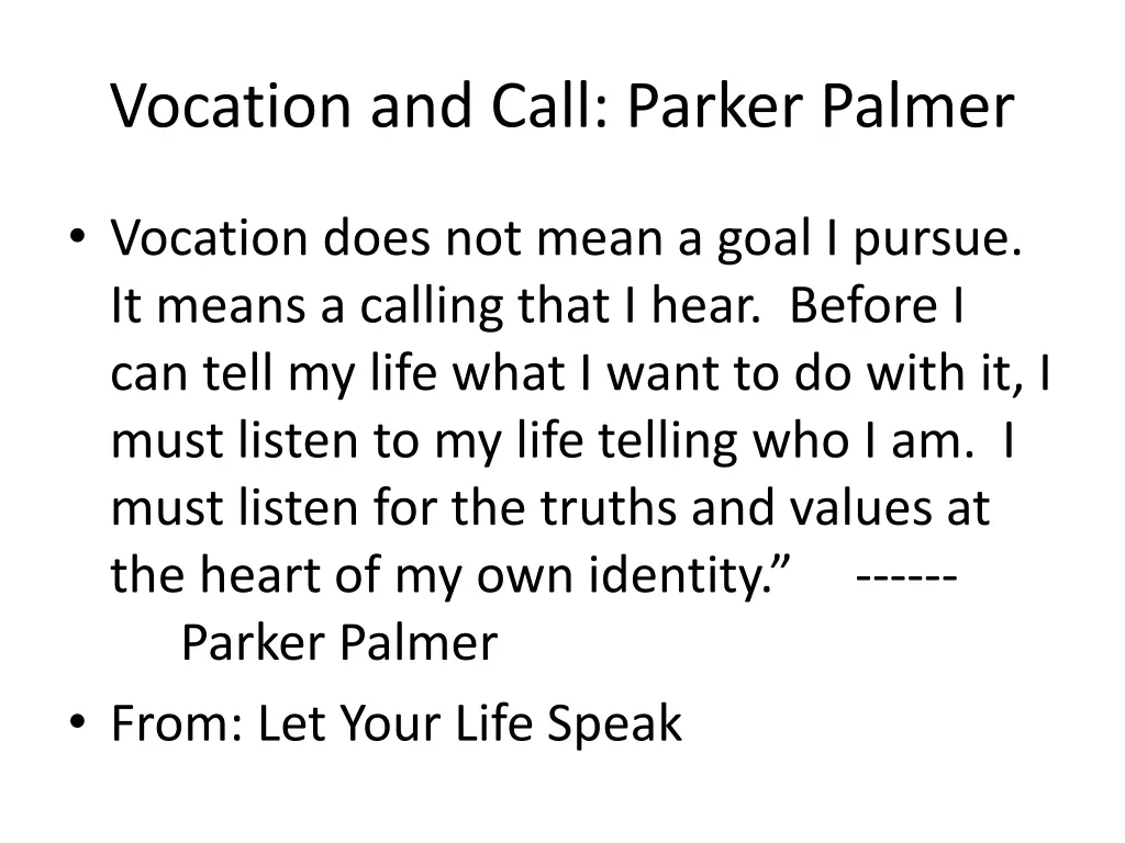 vocation and call parker palmer