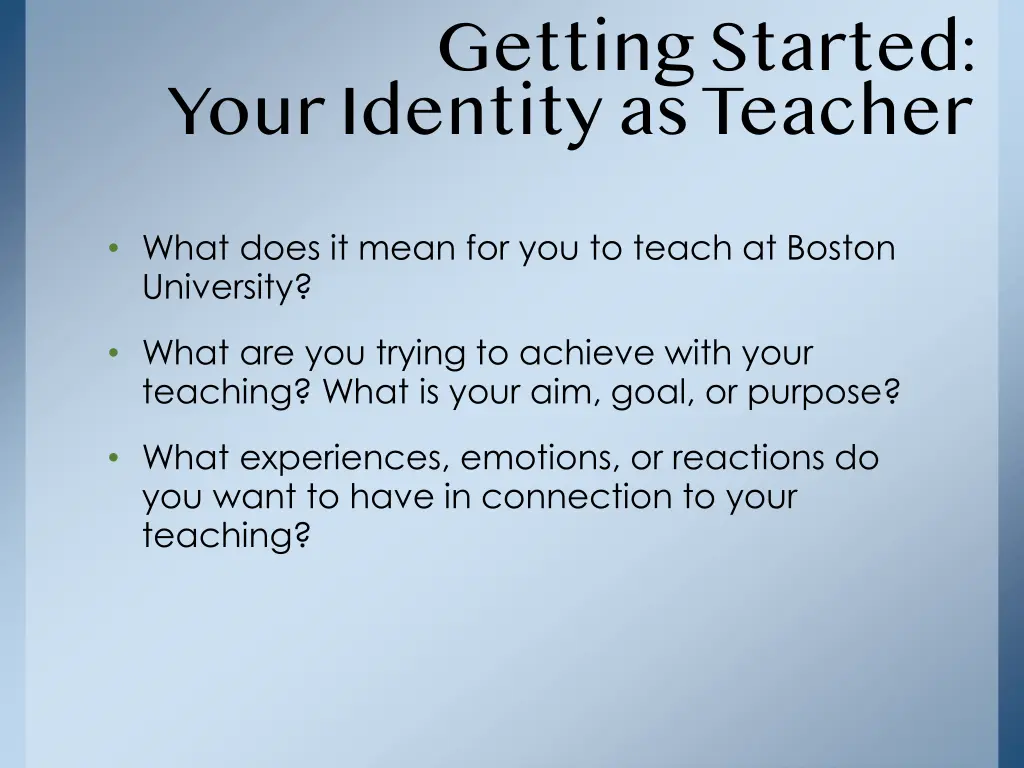 getting started your identity as teacher