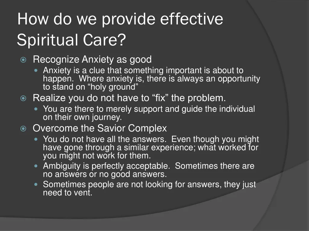 how do we provide effective spiritual care 1