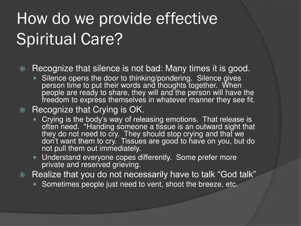 how do we provide effective spiritual care 2