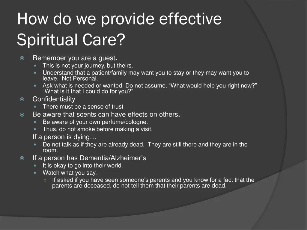 how do we provide effective spiritual care 3