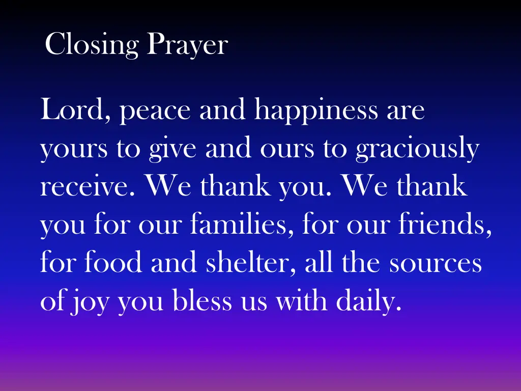 closing prayer