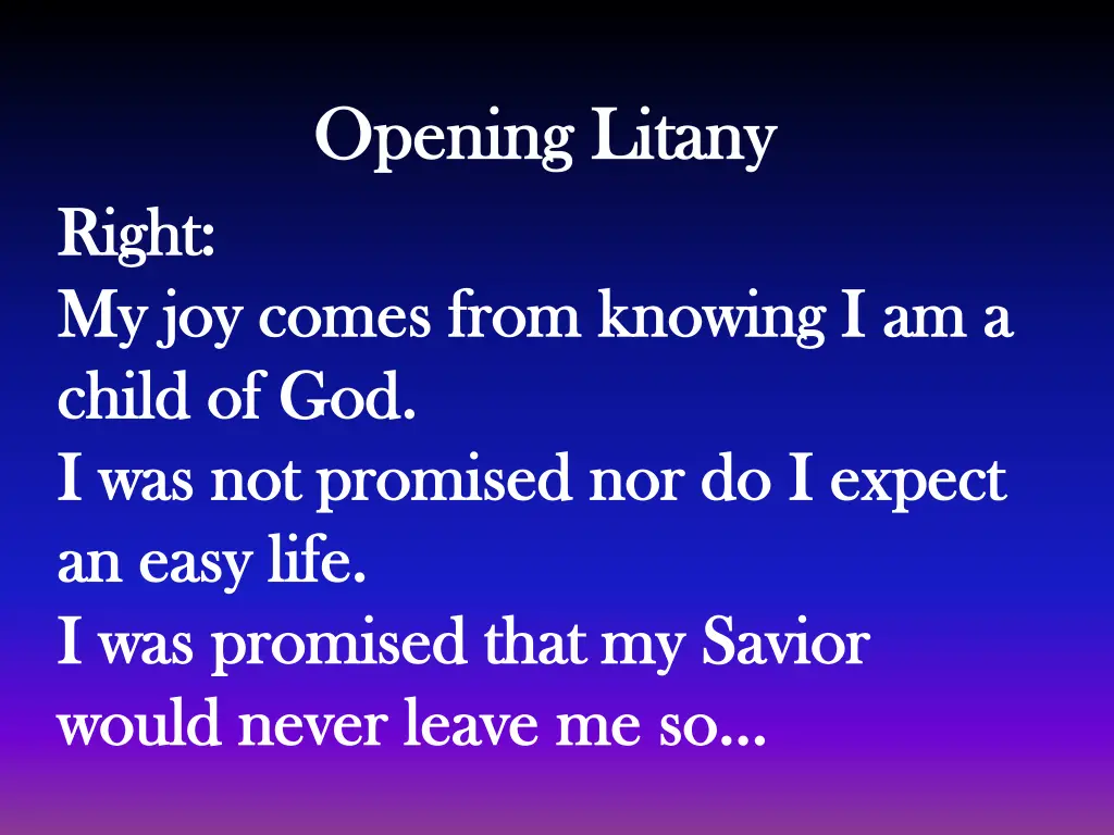 opening litany opening litany